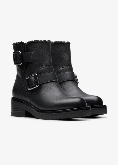 Clarks Womens Black Rebelle Buckle Leather Standard - 3.5 Image 4