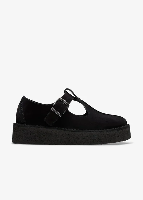 Clarks Originals Womens Black Trek Wedge Tbar Suede Standard - 4.5 Image 1