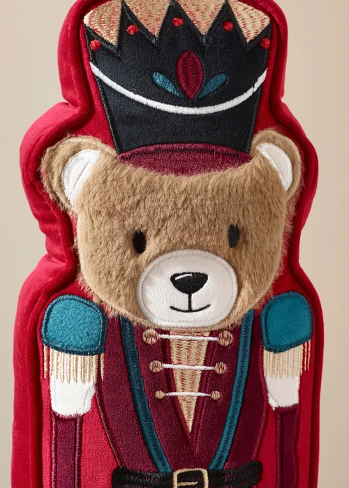 Catherine Lansfield Christmas Nutcracker Bear 20x35cm 3D Shaped Cushion Red - One Size Image 3