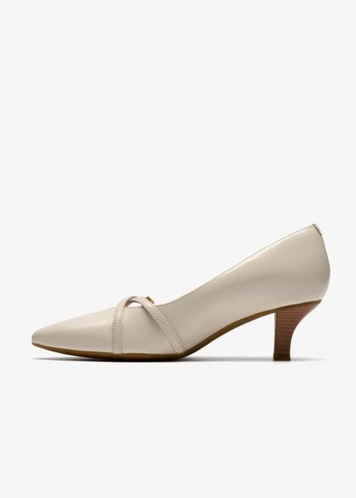 Clarks Womens White Kepley Star Leather Wide - 6 Image 2