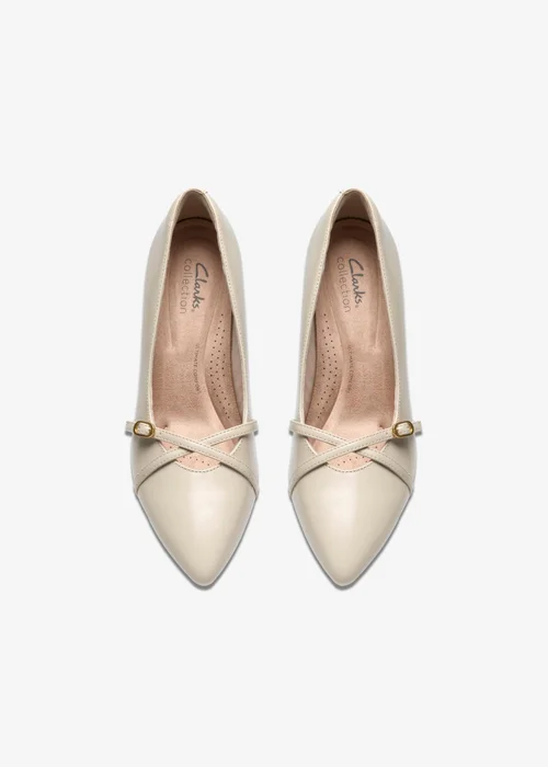 Clarks Womens White Kepley Star Leather Wide - 6 Image 6
