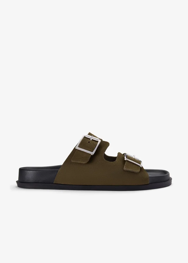 Clarks Womens Green Zarlea Buckle Suede Standard