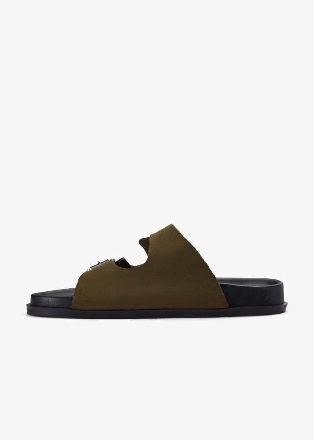 Clarks Womens Green Zarlea Buckle Suede Standard