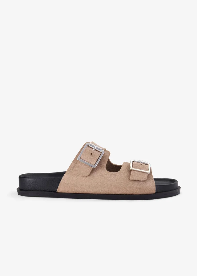 Clarks Womens Beige Zarlea Buckle Suede Standard