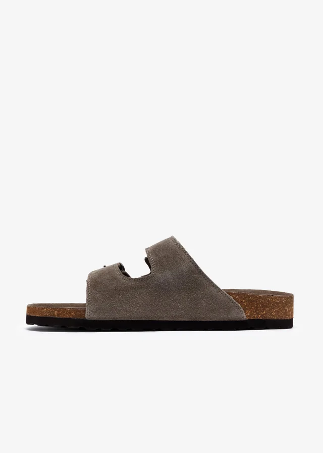 Clarks Mens Grey Wembury Strap Suede Standard