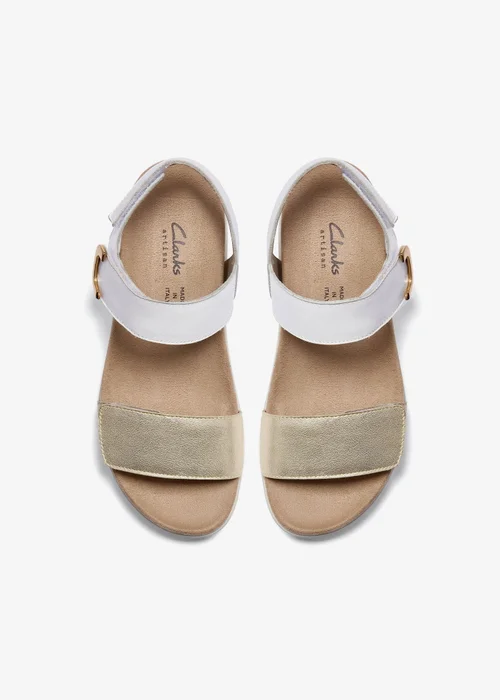 Clarks Womens White Un Sand Strap Leather Standard - 3 Image 6