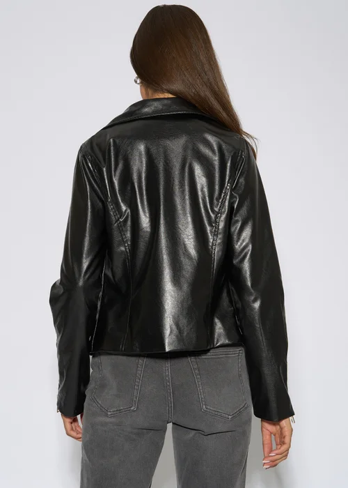 Gini London Black Faux Leather Biker Jacket - 16 Image 2