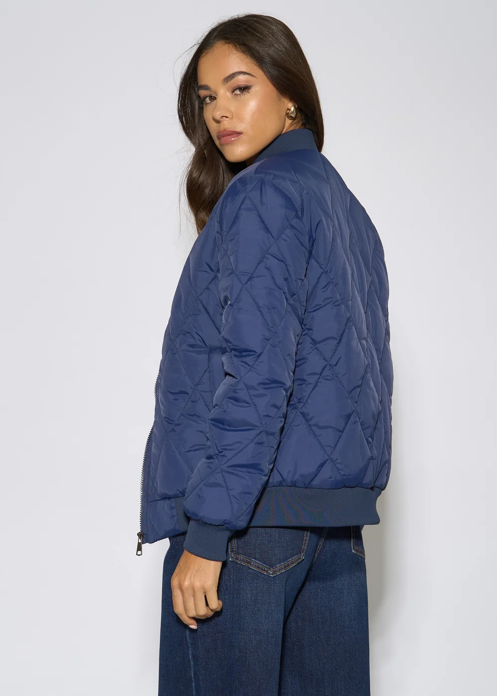 Gini London Navy Rib Trim Puffer Bomber Jacket - 10 Image 2