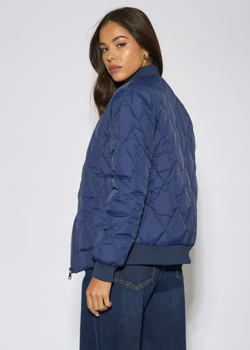 Gini London Navy Rib Trim Puffer Bomber Jacket - 10 Image 2