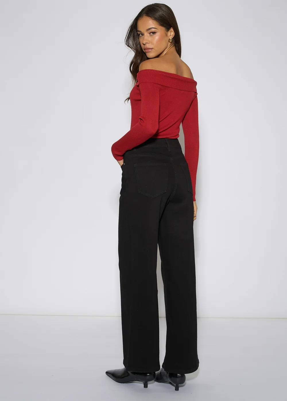 Gini London Black Mid Rise Wide Leg Jeans - 8 Image 2