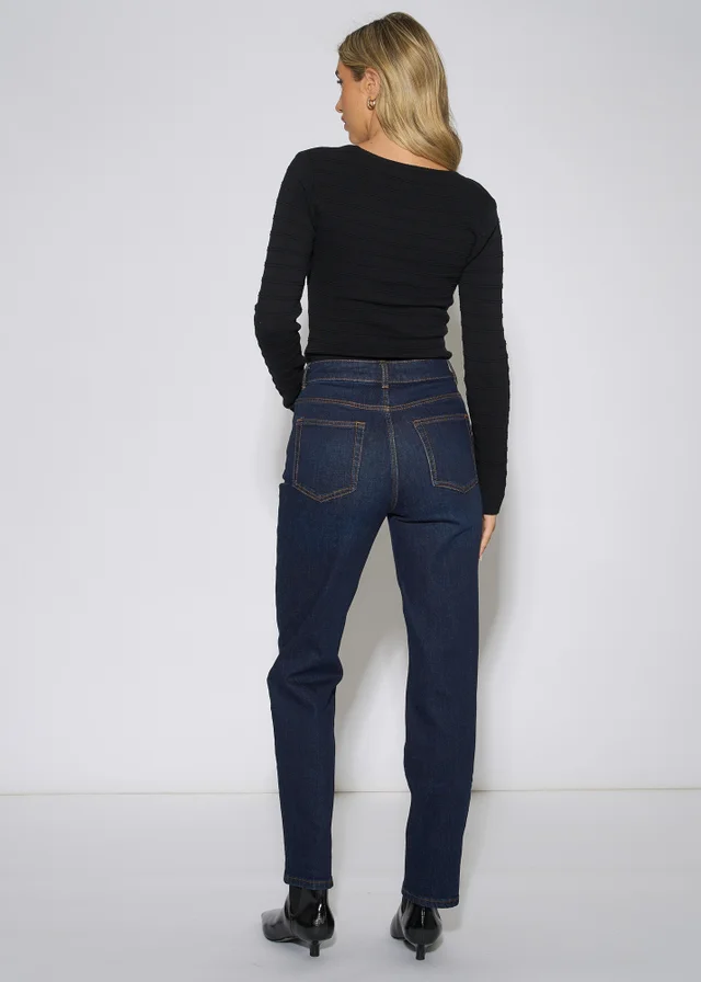 Gini London Indigo Mid Rise Straight Leg Jeans