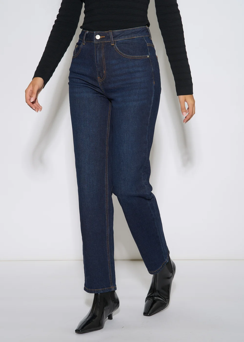 Gini London Indigo Mid Rise Straight Leg Jeans - 10 Image 3