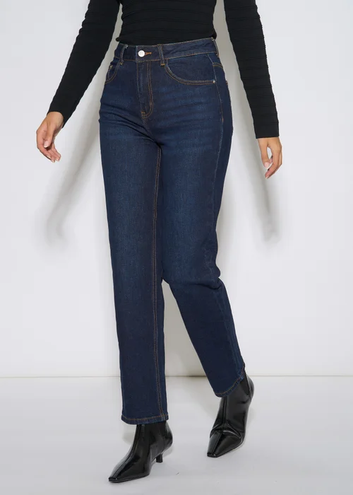 Gini London Indigo Mid Rise Straight Leg Jeans - 10 Image 3