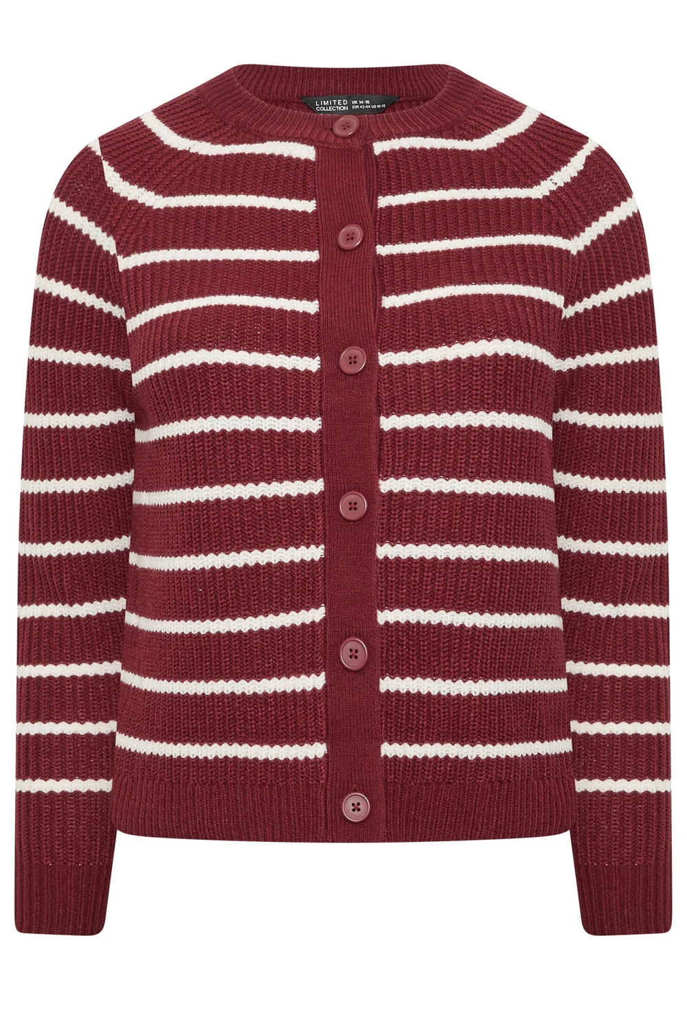 Yours Limited Curve Burgundy Red Stripe Knitted Cardigan - 18-20 Image 3