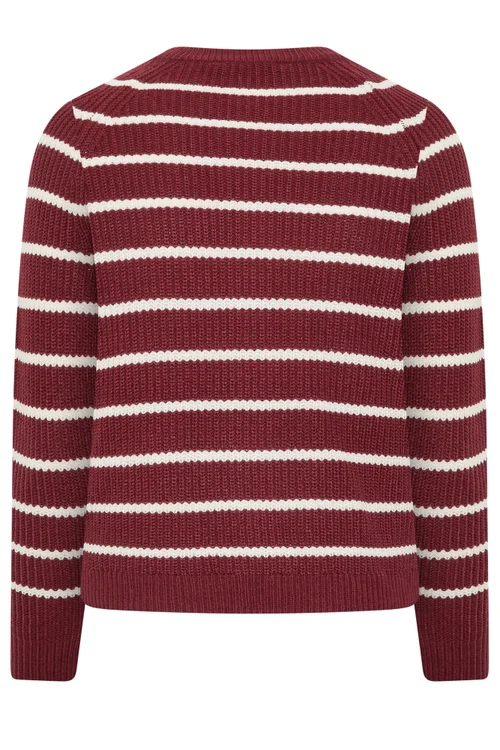 Yours Limited Curve Burgundy Red Stripe Knitted Cardigan - 18-20 Image 4