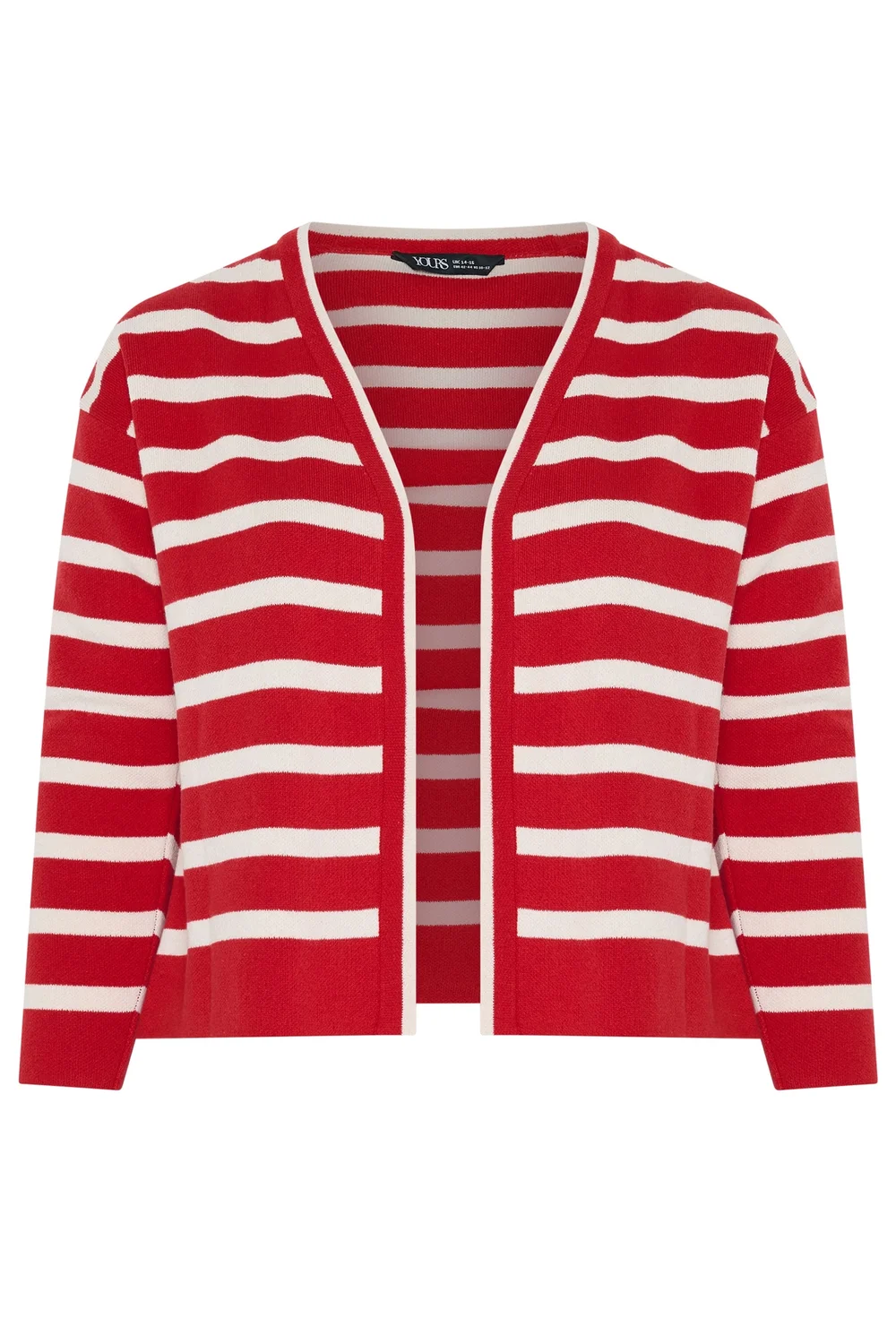 Yours Curve Red & Cream Stripe Cardigan - 14-16 Image 5