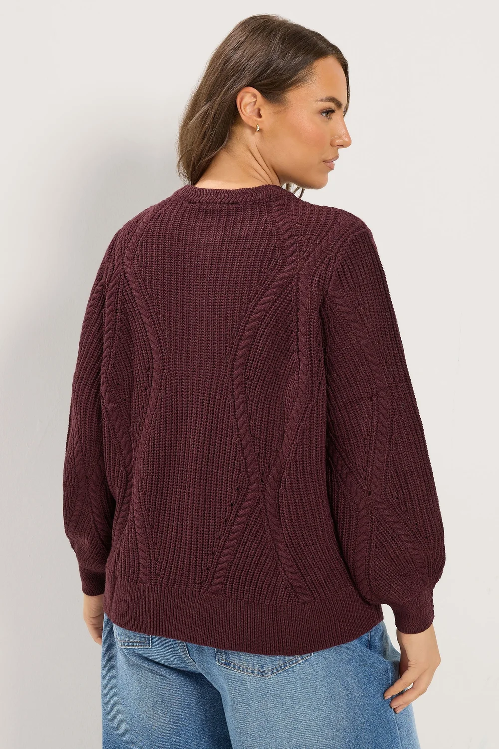 Yours Curve Burgundy Red Pointelle Knit Cardigan - 26-28 Image 4