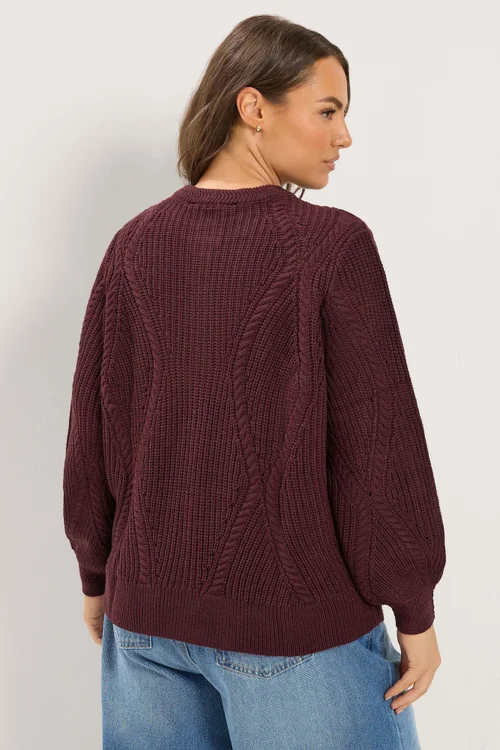 Yours Curve Burgundy Red Pointelle Knit Cardigan - 26-28 Image 4