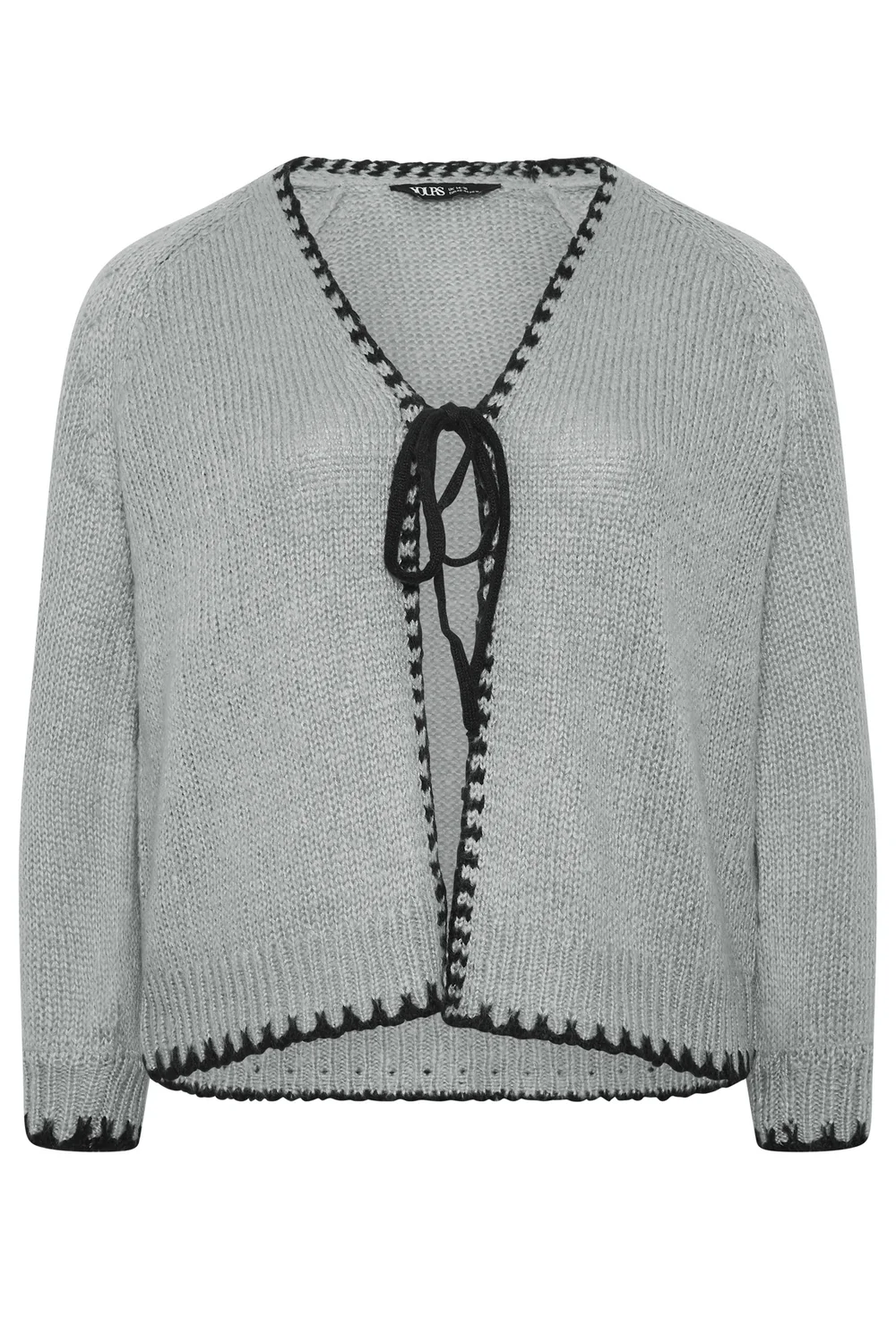 Yours Curve Grey Tie Front Cardigan - 14-16 Image 2