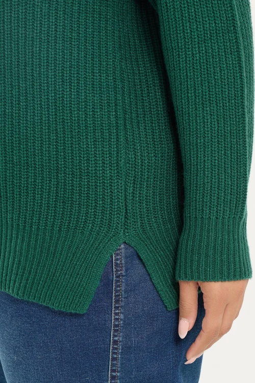 Yours Curve Green Essential V-Neck Jumper - 30-32 Image 4