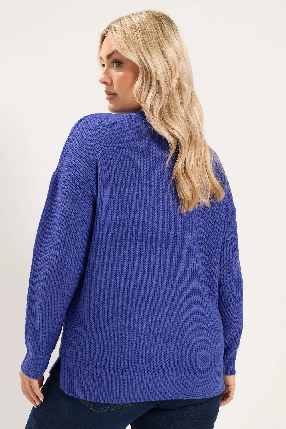 Yours Curve Blue Crew Neck Knitted Jumper - 18-20 Image 3