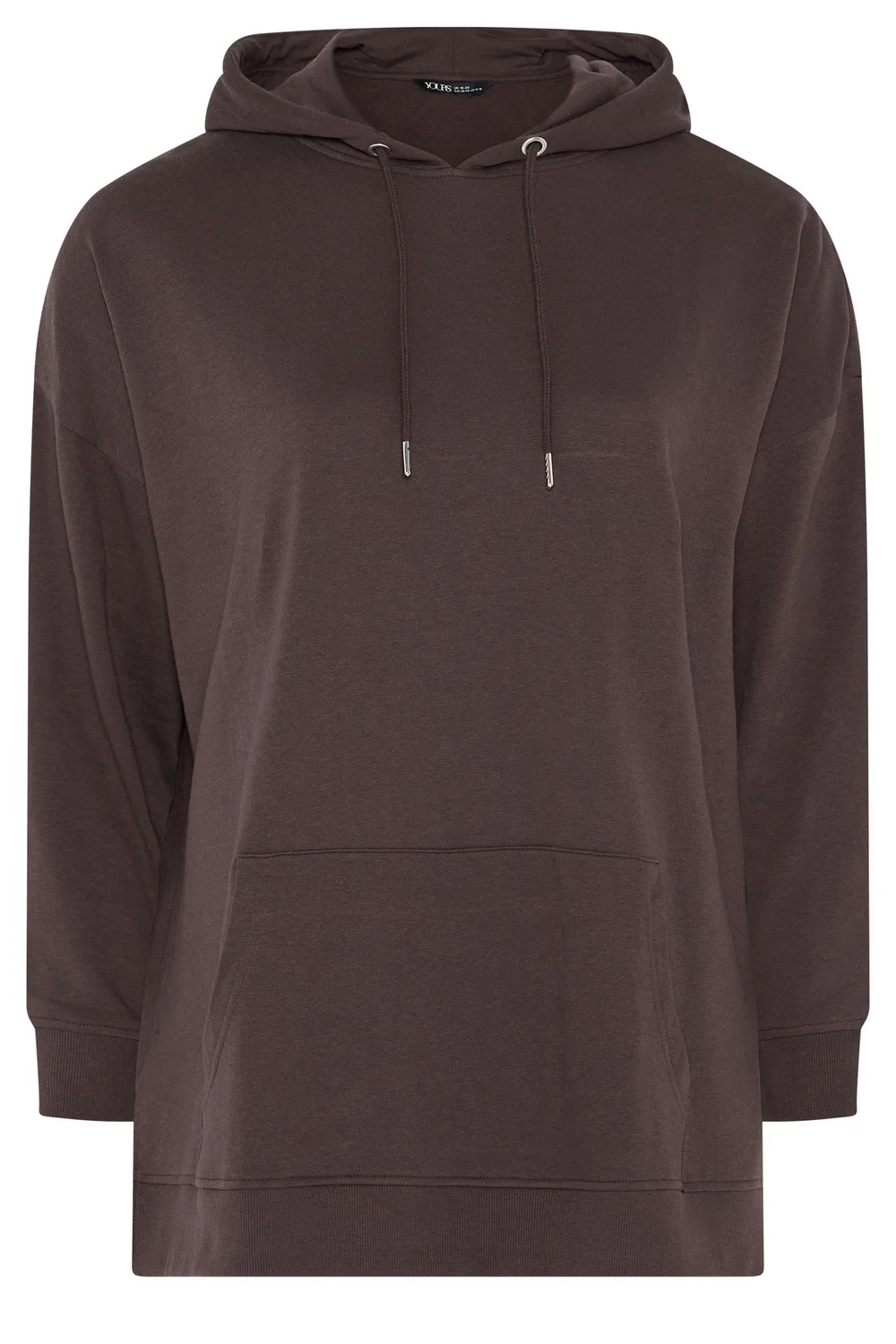 Yours Curve Chocolate Brown Drawstring Hoodie - 14-16 Image 5