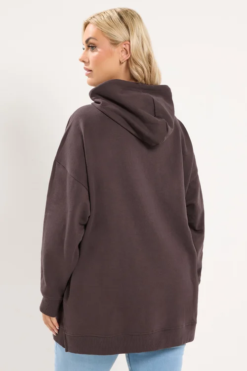 Yours Curve Chocolate Brown Drawstring Hoodie - 14-16 Image 3