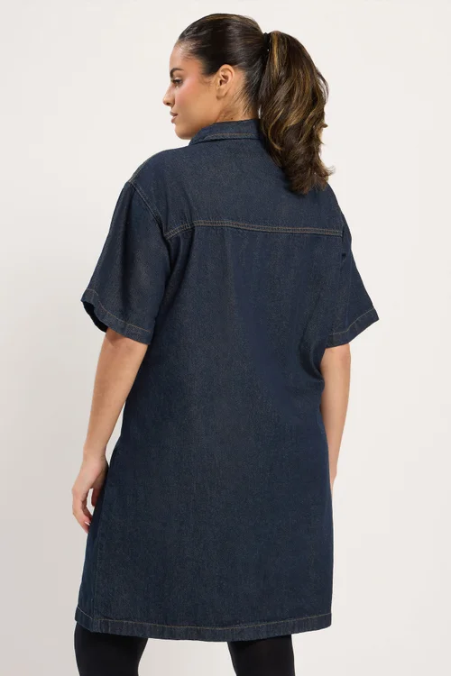 Yours Curve Blue Denim Shirt Dress - 16 Image 4