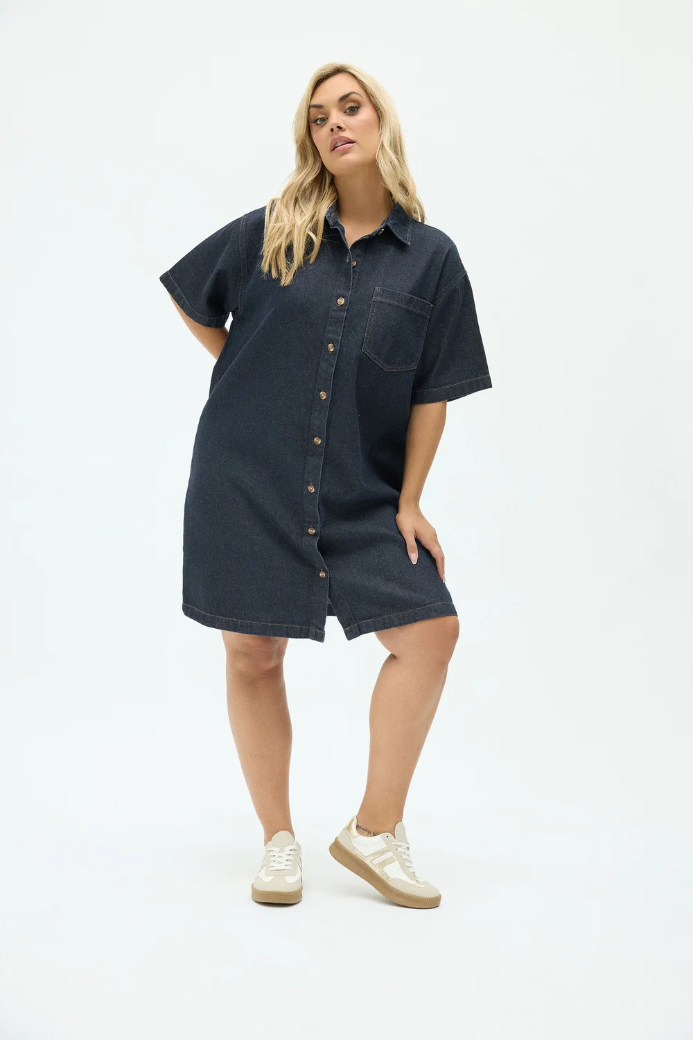 Yours Curve Blue Denim Shirt Dress - 16 Image 1