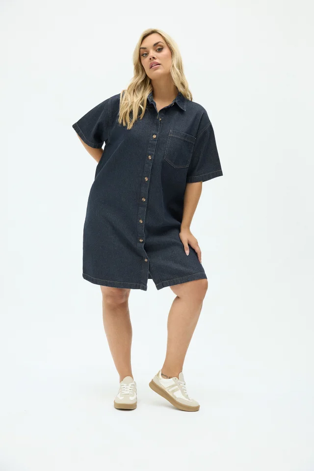 Yours Curve Blue Denim Shirt Dress