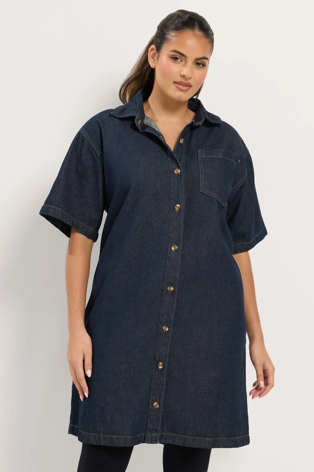 Yours Curve Blue Denim Shirt Dress - 16 Image 2