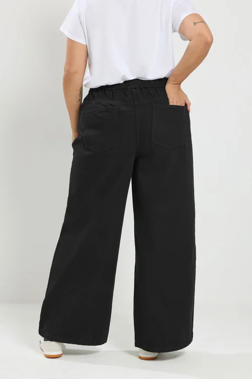 Yours Curve Black Pull On Jeans - 28/L28 Image 3