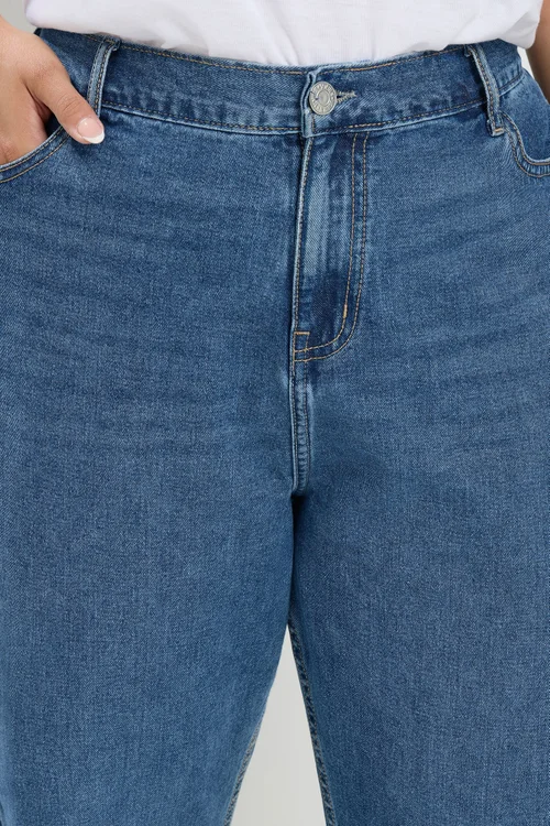 Yours Curve Blue Wide Leg Jeans - 22/L30 Image 4