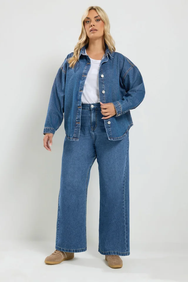 Yours Curve Blue Wide Leg Jeans