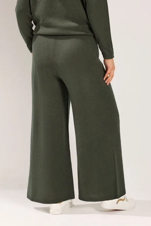 Yours Curve Khaki Green Knitted Trousers - 18-20 Image 3