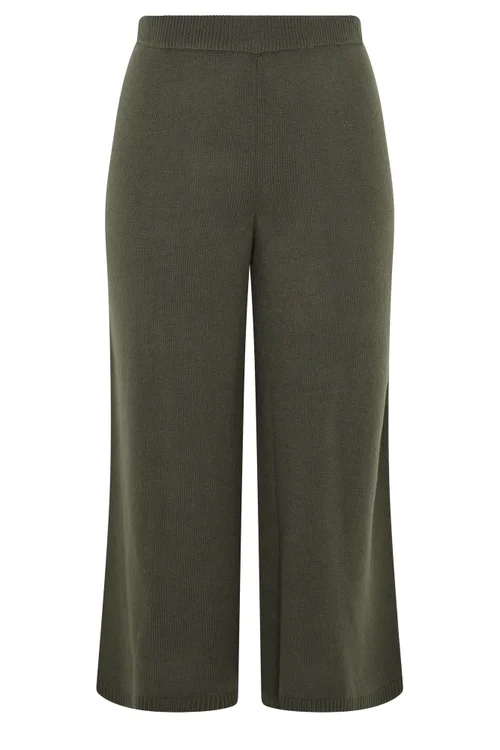 Yours Curve Khaki Green Knitted Trousers - 18-20 Image 5