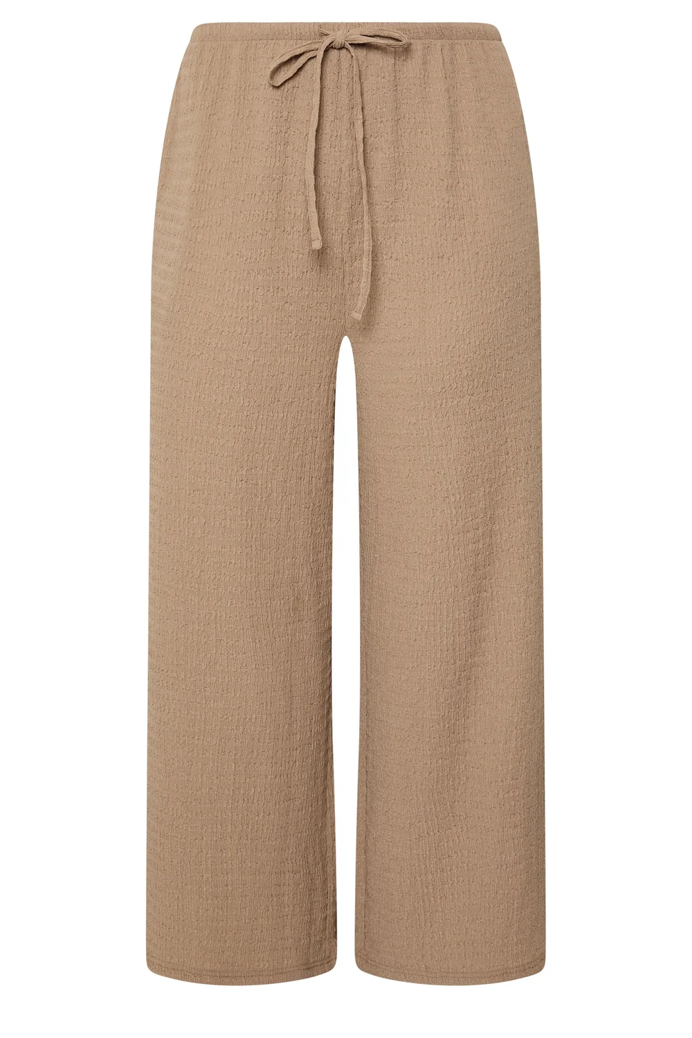 Yours Curve Natural Brown Wide Leg Crinkle Trousers - 18/L30 Image 5