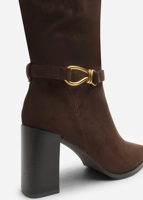 Where's That From Winona Dark Brown Knot Trim Detail Knee High Boots - 8 Image 5