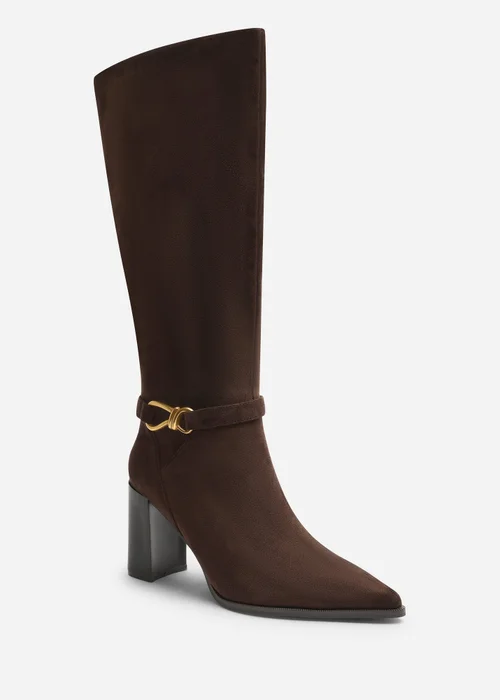 Where's That From Winona Dark Brown Knot Trim Detail Knee High Boots - 5 Image 3