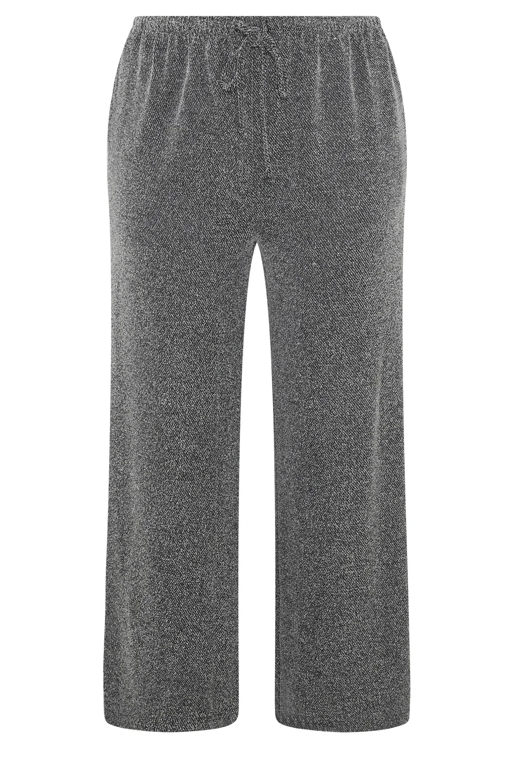 Yours Curve Grey Textured Knit Wide Leg Trousers - 16/L28 Image 5