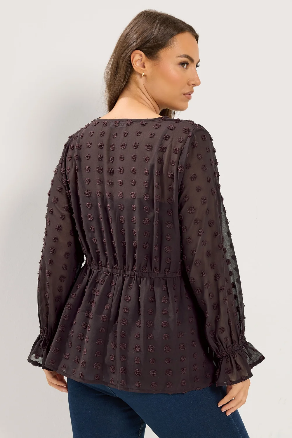 Yours Curve Chocolate Brown Dobby Blouse - 26-28 Image 3
