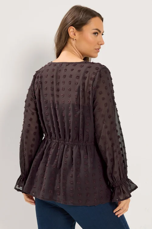 Yours Curve Chocolate Brown Dobby Blouse - 26-28 Image 3