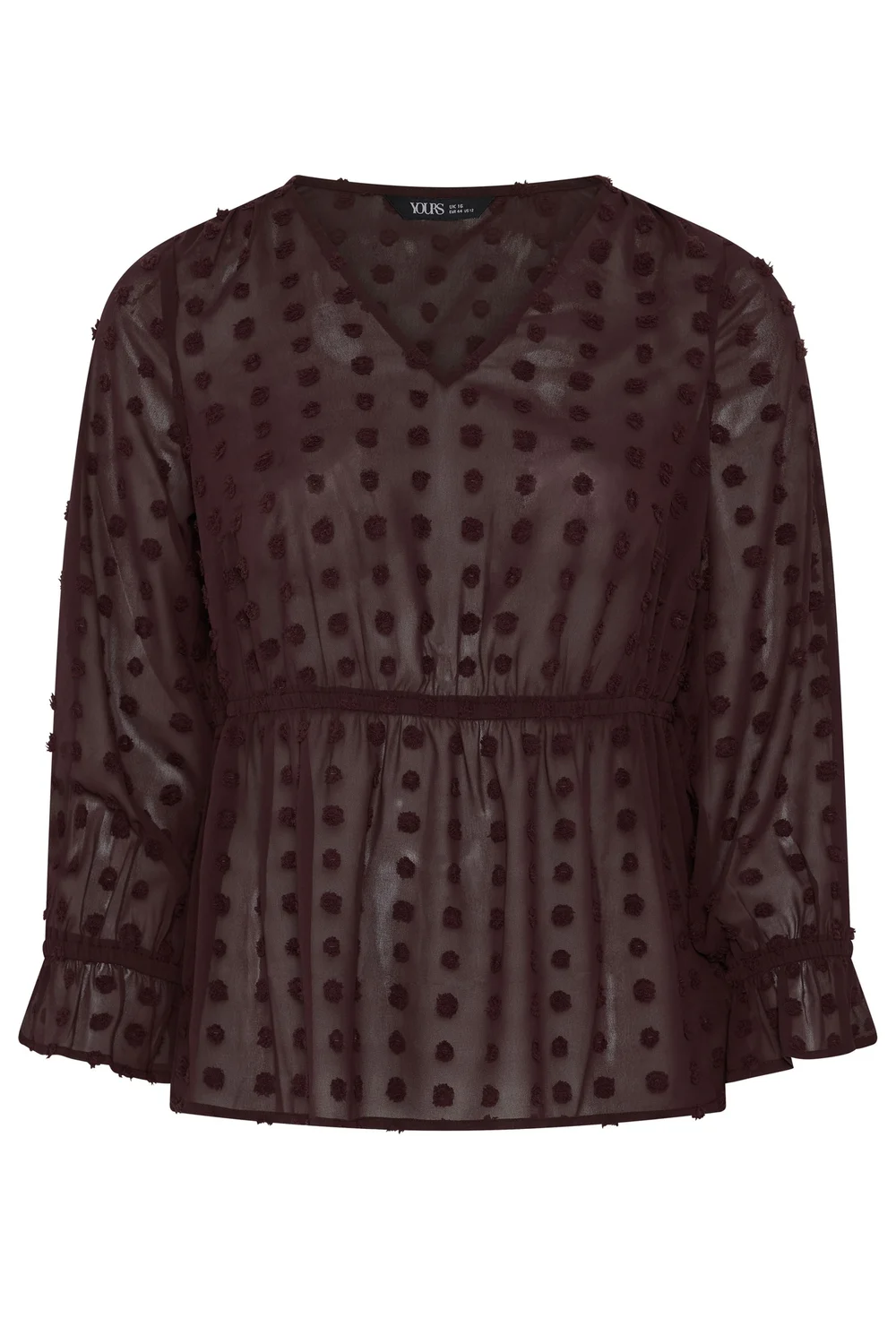 Yours Curve Chocolate Brown Dobby Blouse - 26-28 Image 5