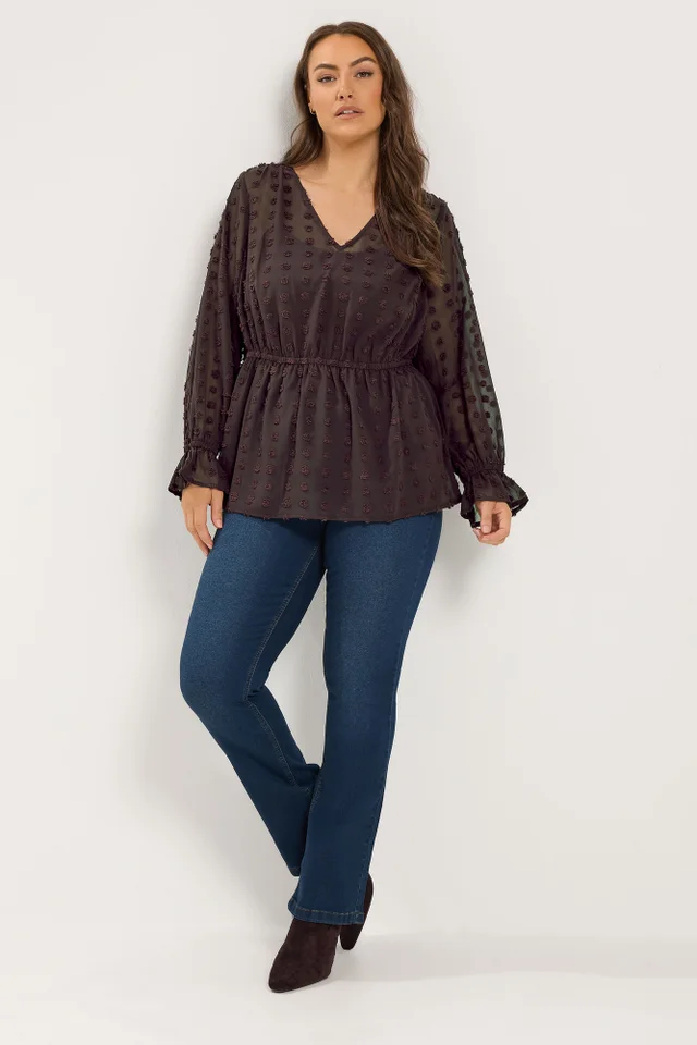Yours Curve Chocolate Brown Dobby Blouse