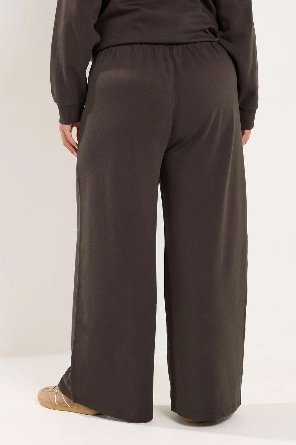 Yours Curve Chocolate Brown Drawstring Wide Leg Joggers - 18-20/L30 Image 3