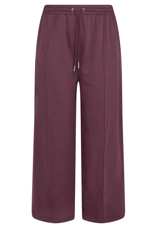 Yours Curve Burgundy Red Wide Leg Joggers - 34-36/L30 Image 5