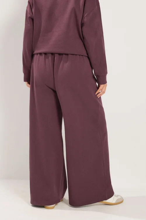 Yours Curve Burgundy Red Wide Leg Joggers - 34-36/L30 Image 3
