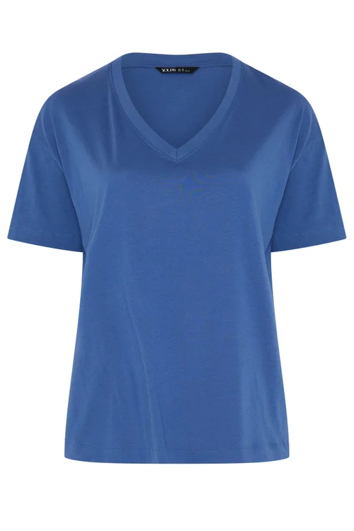 Yours Curve Denim Blue Relaxed Longline T-Shirt - 26-28 Image 5