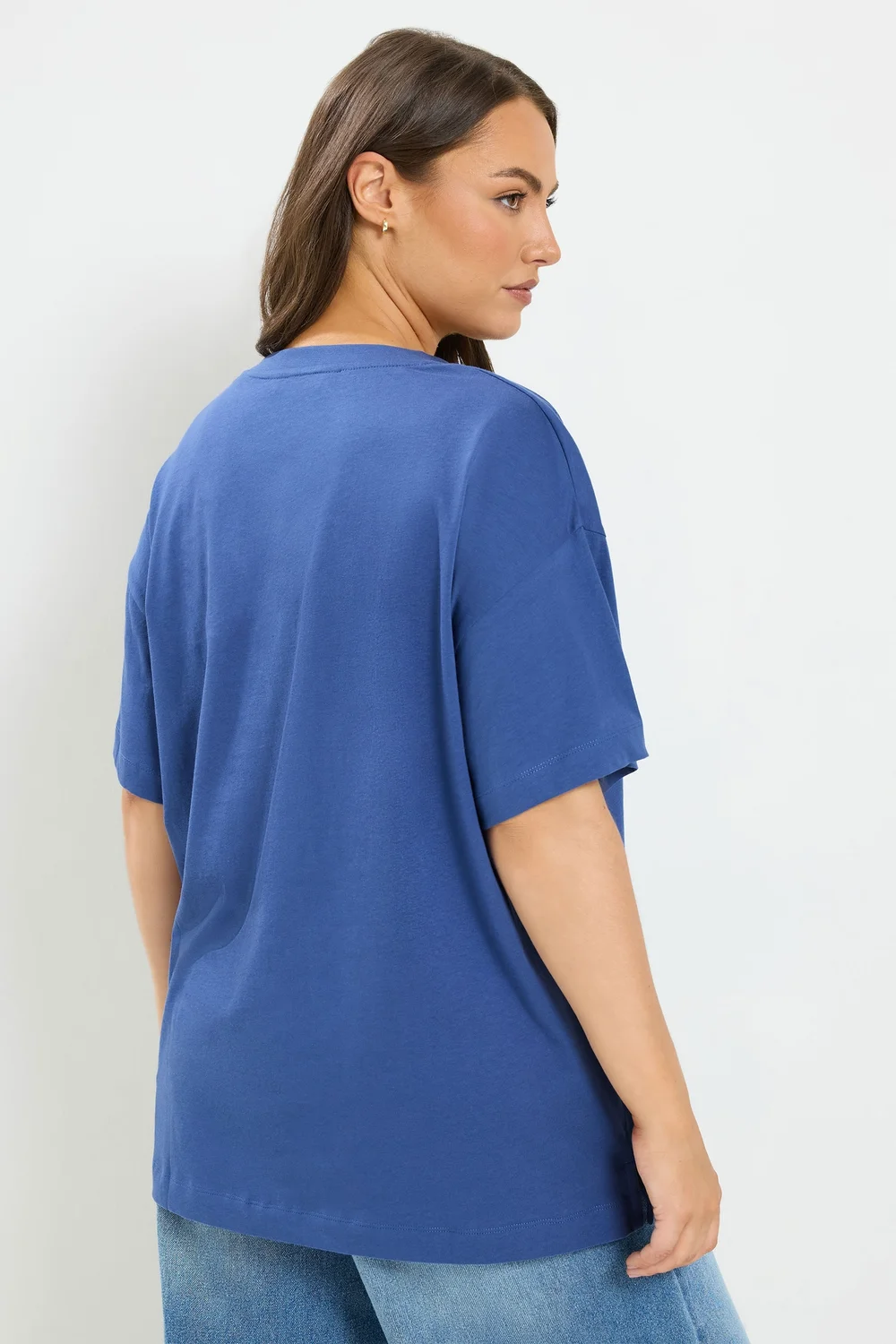 Yours Curve Denim Blue Relaxed Longline T-Shirt - 26-28 Image 3