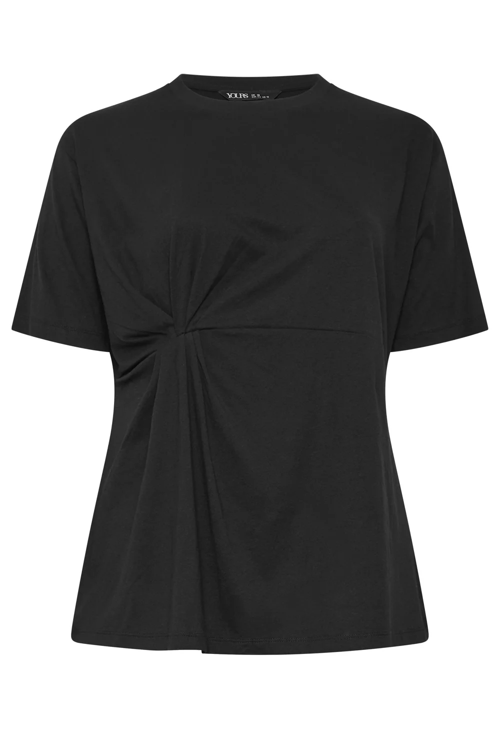 Yours Curve Black Twist Front T-Shirt - 30-32 Image 5